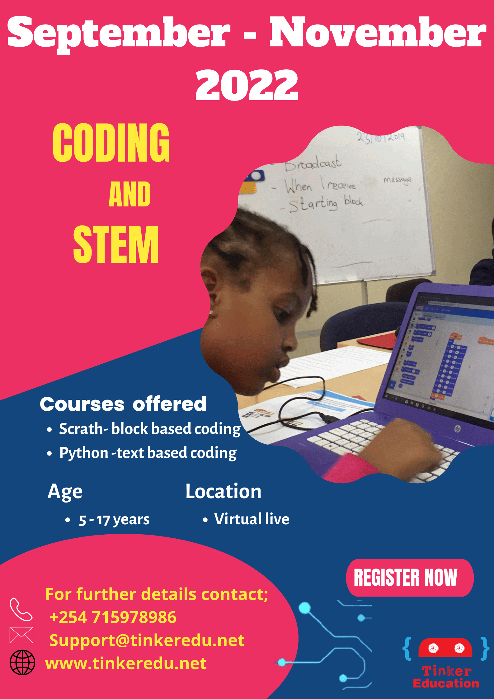 September-November After-school  STEM Coding Classes for Kids